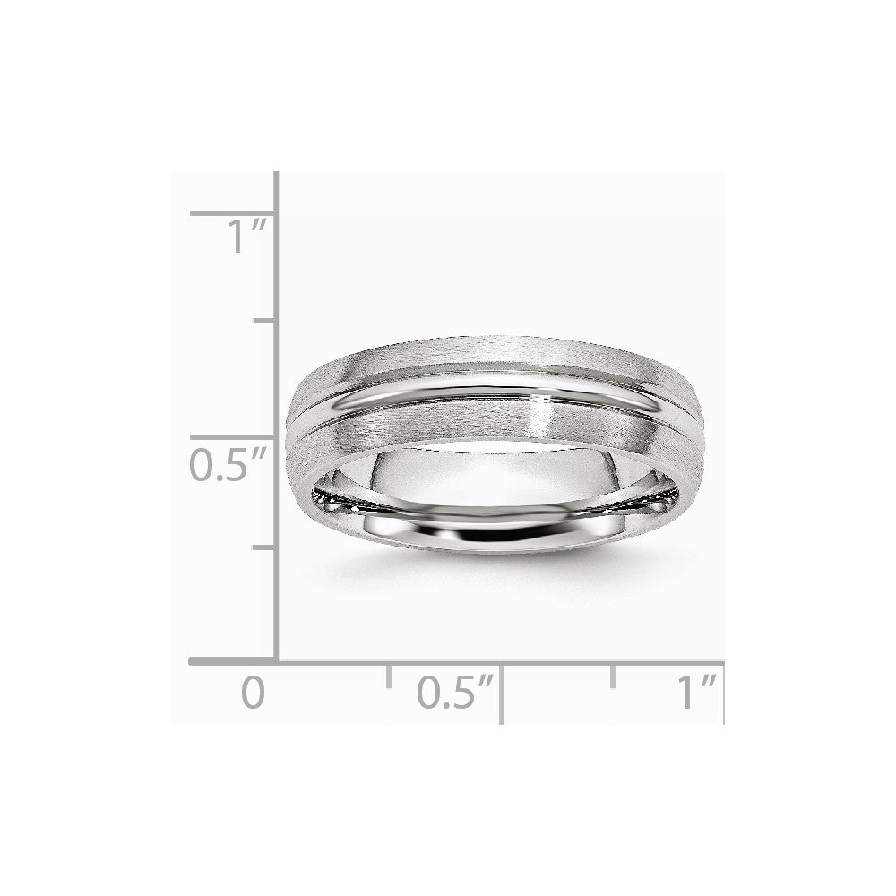 Chisel Cobalt Satin And Polished Grooved 6mm Wedding Band