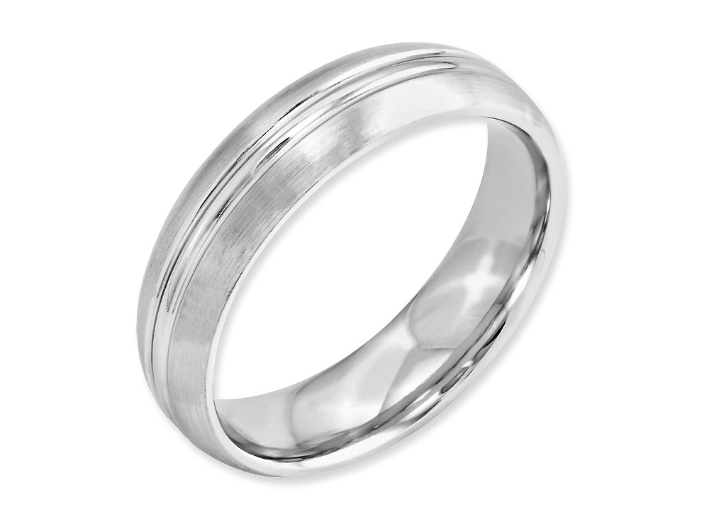 Chisel Cobalt Satin And Polished Grooved 6mm Wedding Band