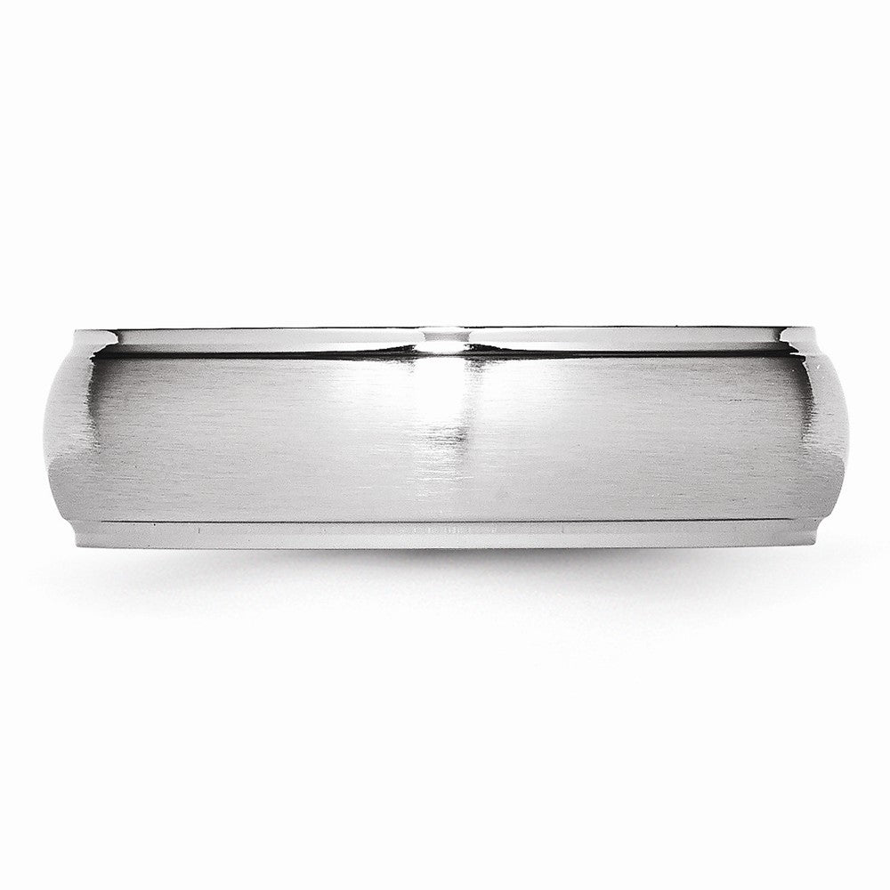Chisel Cobalt Satin And Polished 7mm Ridged Edge Wedding Band