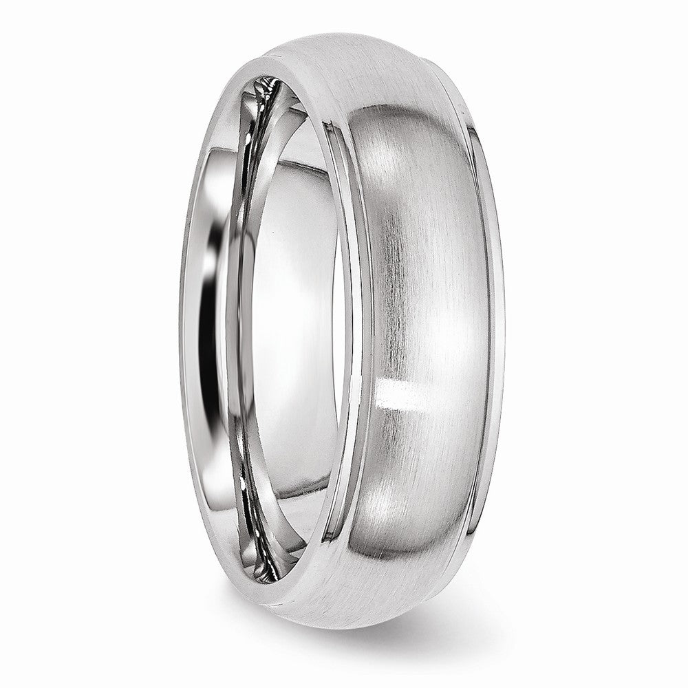 Chisel Cobalt Satin And Polished 7mm Ridged Edge Wedding Band