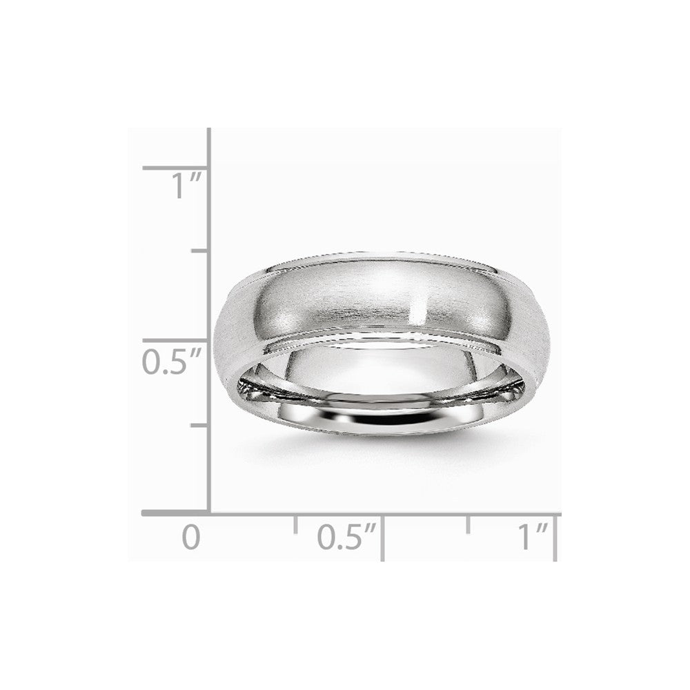 Chisel Cobalt Satin And Polished 7mm Ridged Edge Wedding Band
