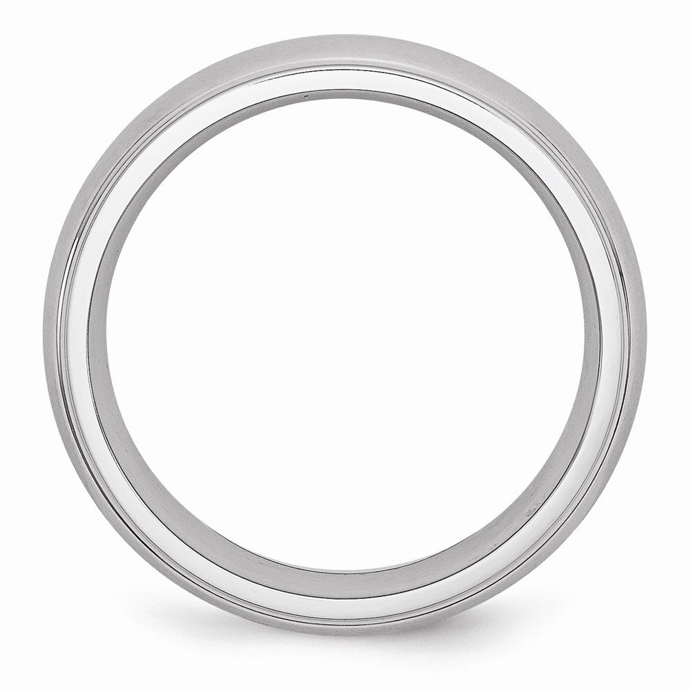 Chisel Cobalt Satin And Polished 7mm Ridged Edge Wedding Band