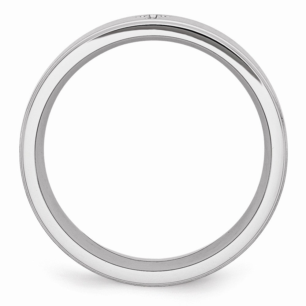 Chisel Cobalt Satin And Polished Ridged Edge 8mm Wedding Band