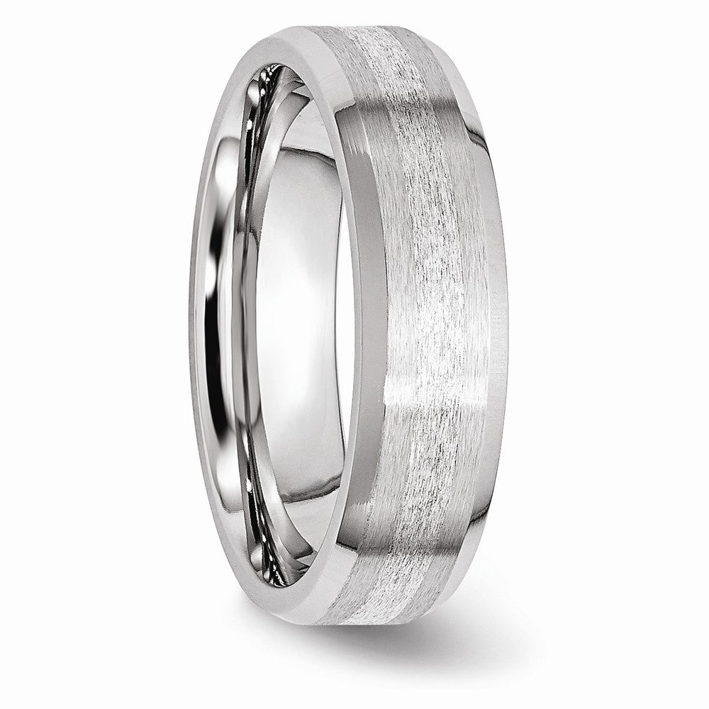 Chisel Cobalt Sterling Silver Inlay Satin/polished 6mm Beveled Edge Wedding Band