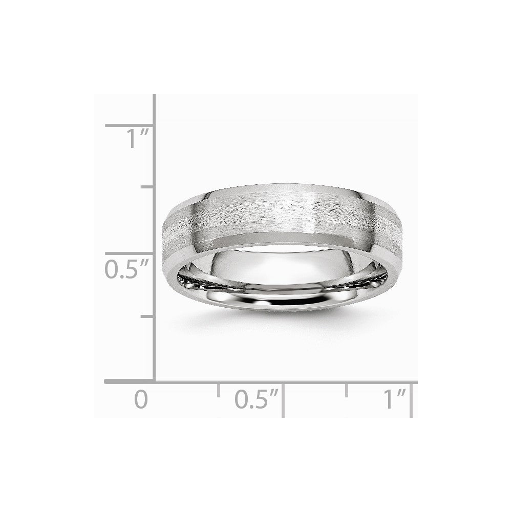 Chisel Cobalt Sterling Silver Inlay Satin/polished 6mm Beveled Edge Wedding Band