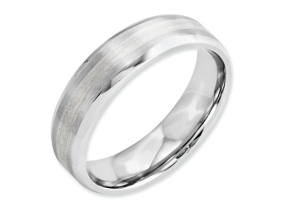 Chisel Cobalt Sterling Silver Inlay Satin/polished 6mm Beveled Edge Wedding Band