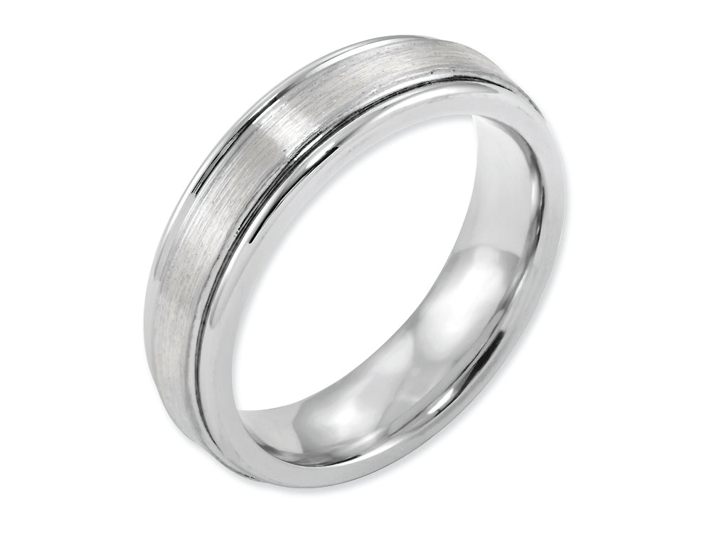 Chisel Cobalt Sterling Silver Inlay Satin And Polished 6mm Wedding Band