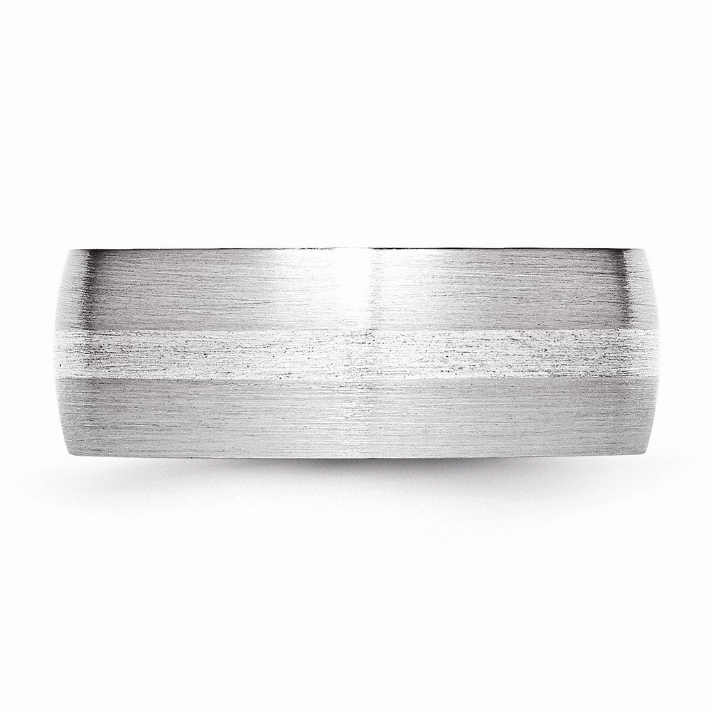 Chisel Cobalt Sterling Silver Inlay Satin 8mm Wedding Band