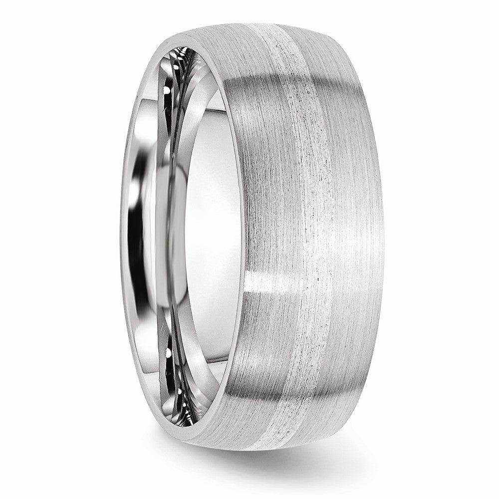 Chisel Cobalt Sterling Silver Inlay Satin 8mm Wedding Band