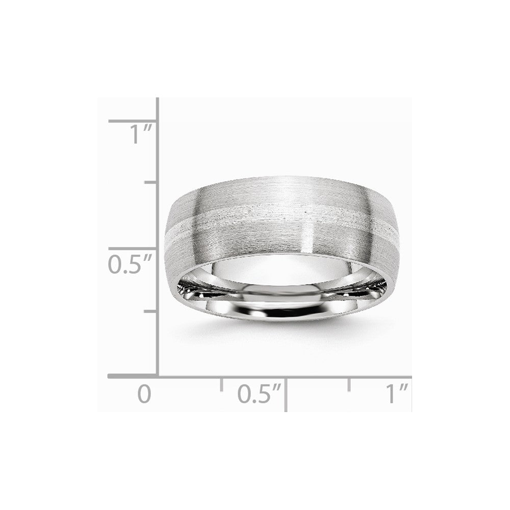 Chisel Cobalt Sterling Silver Inlay Satin 8mm Wedding Band