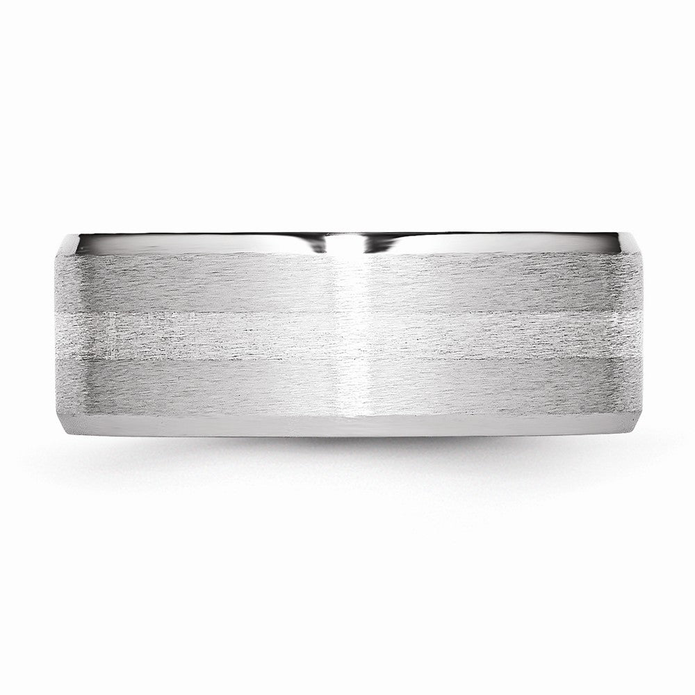 Chisel Cobalt Sterling Silver Inlay Satin/polished Beveled Edge 8mm Wedding Band