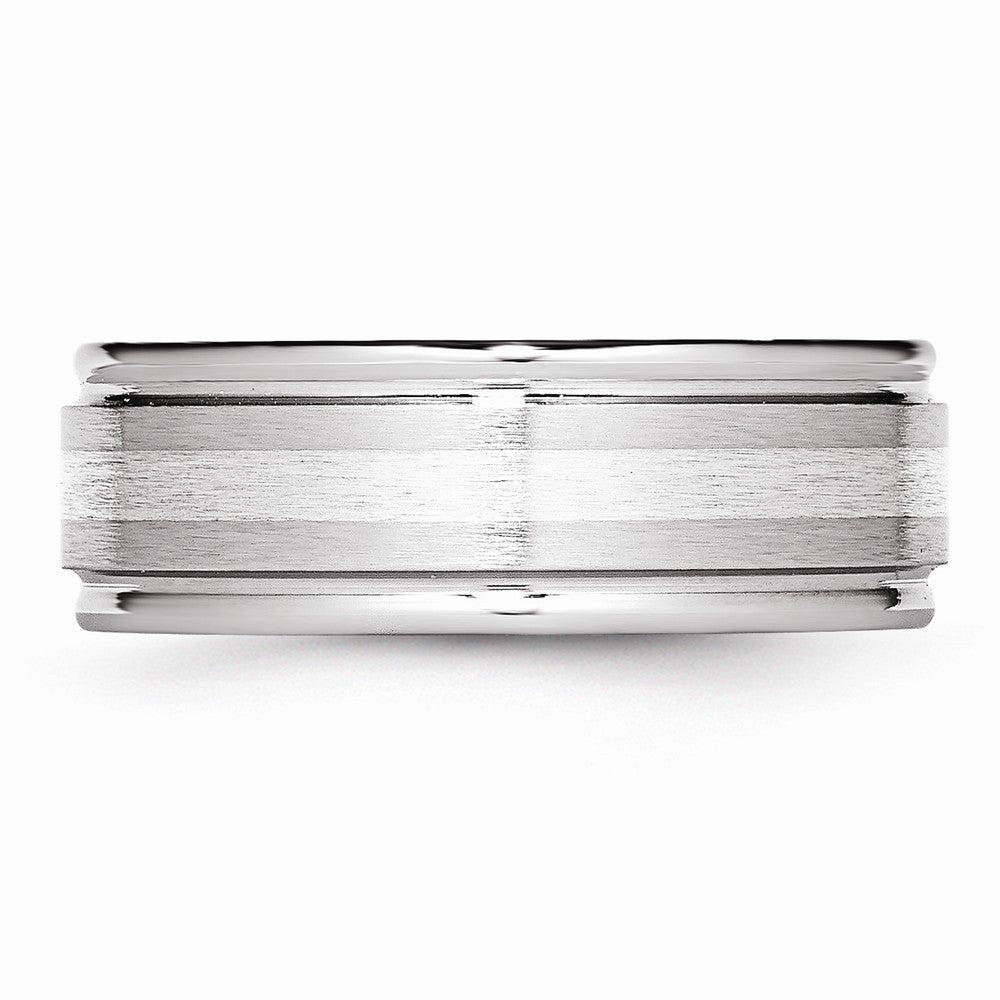 Chisel Cobalt Sterling Silver Inlay Satin And Polished 8mm Wedding Band