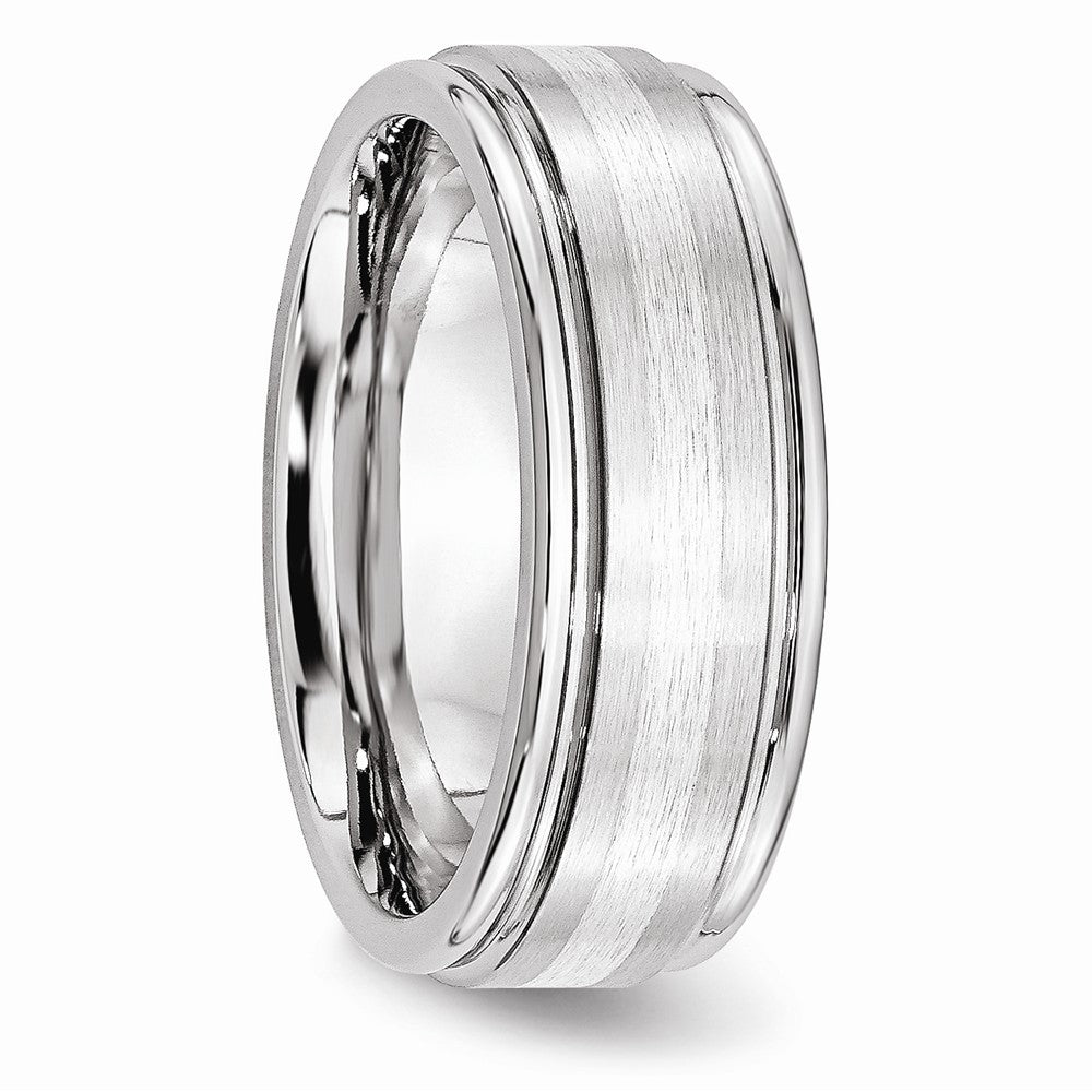 Chisel Cobalt Sterling Silver Inlay Satin And Polished 8mm Wedding Band