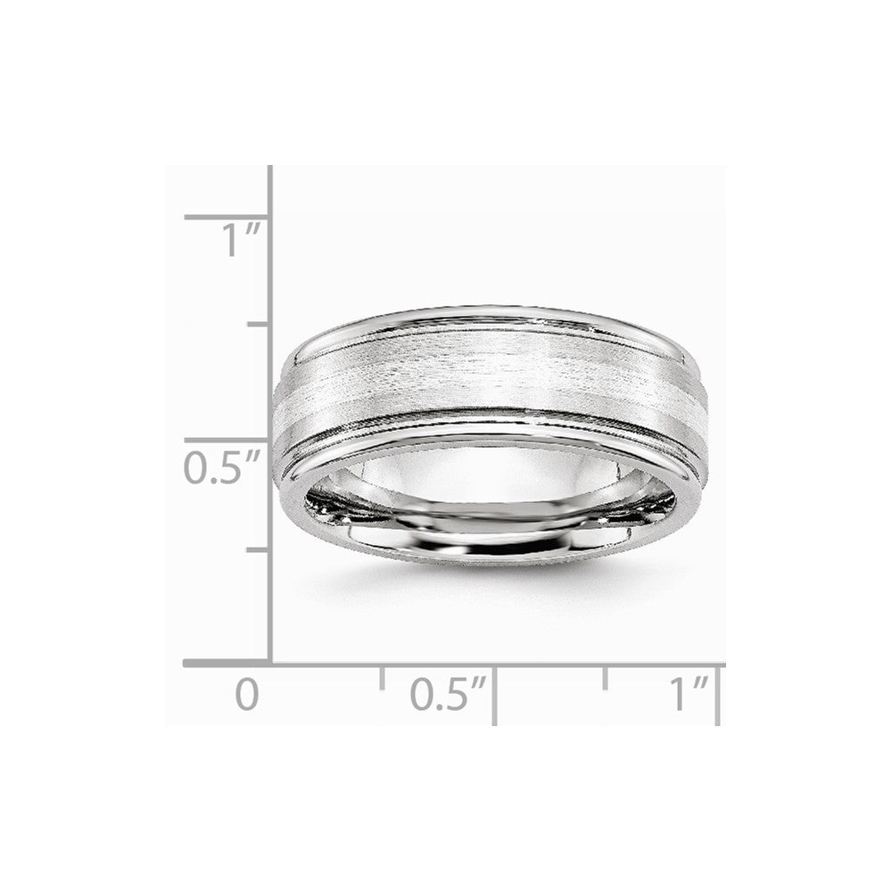Chisel Cobalt Sterling Silver Inlay Satin And Polished 8mm Wedding Band