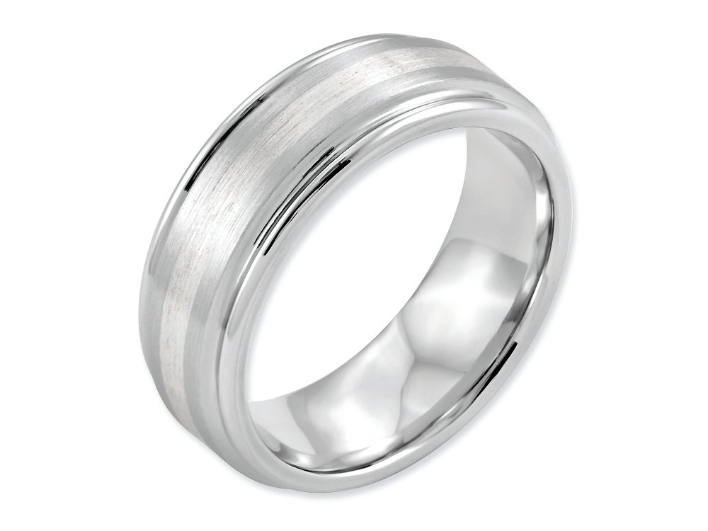 Chisel Cobalt Sterling Silver Inlay Satin And Polished 8mm Wedding Band