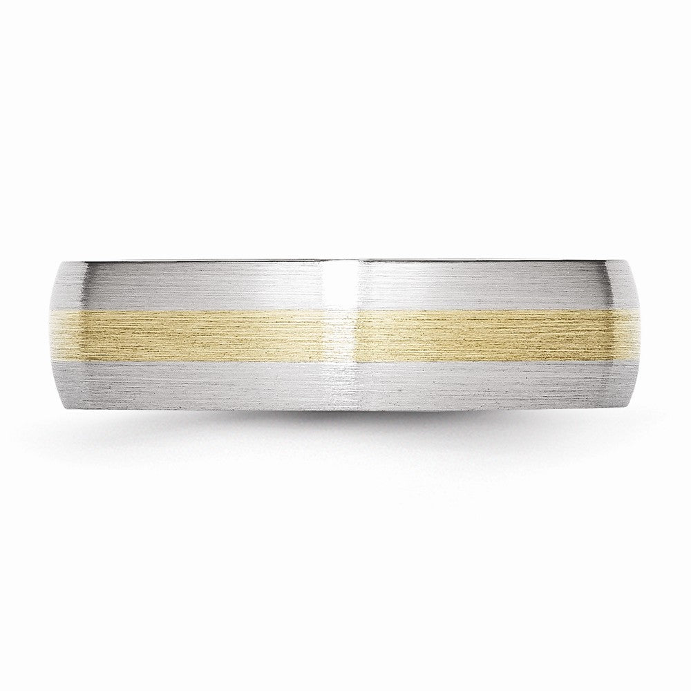 Chisel Cobalt 14k Gold Inlay Satin 6mm Wedding Band