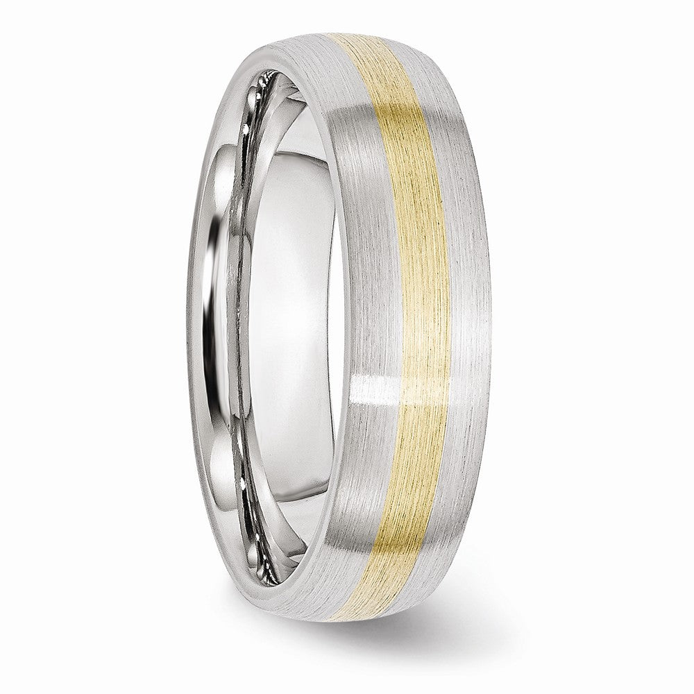 Chisel Cobalt 14k Gold Inlay Satin 6mm Wedding Band