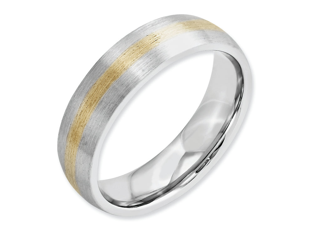 Chisel Cobalt 14k Gold Inlay Satin 6mm Wedding Band