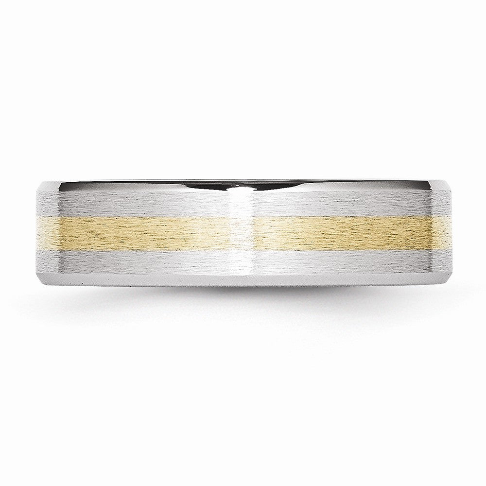 Chisel Cobalt 14k Gold Inlay Satin And Polished 6mm Wedding Band
