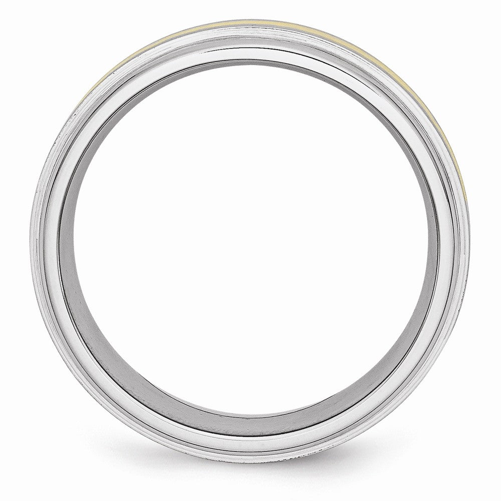 Chisel Cobalt 14k Gold Inlay Satin And Polished 8mm Wedding Band