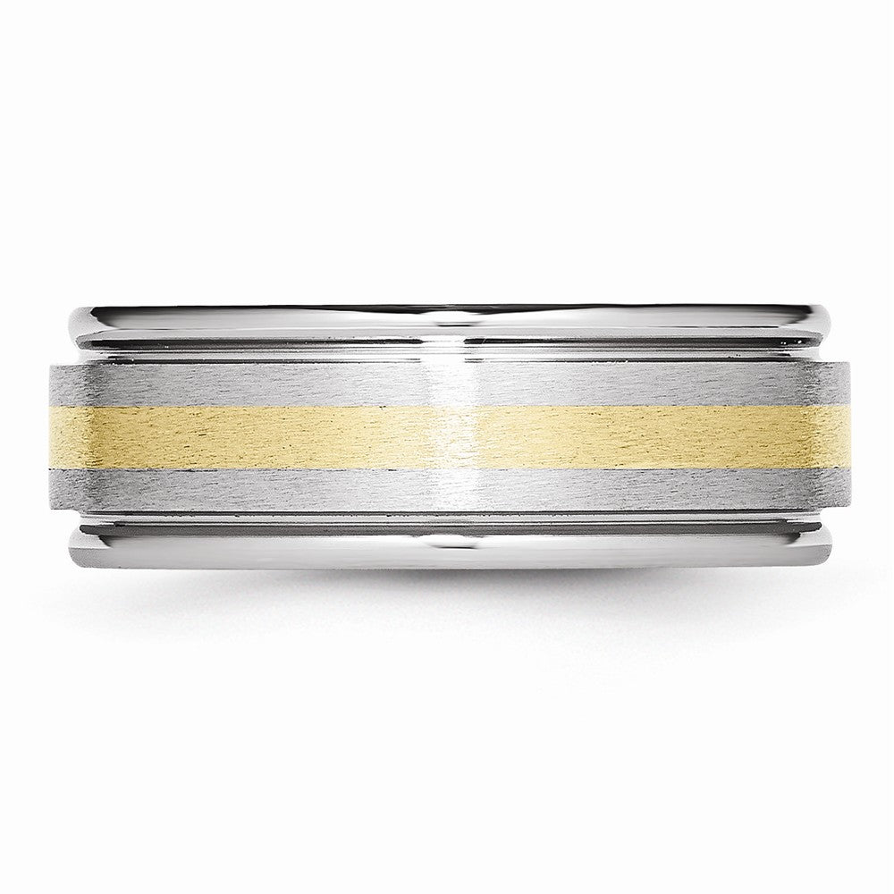 Chisel Cobalt 14k Gold Inlay Satin And Polished 8mm Wedding Band