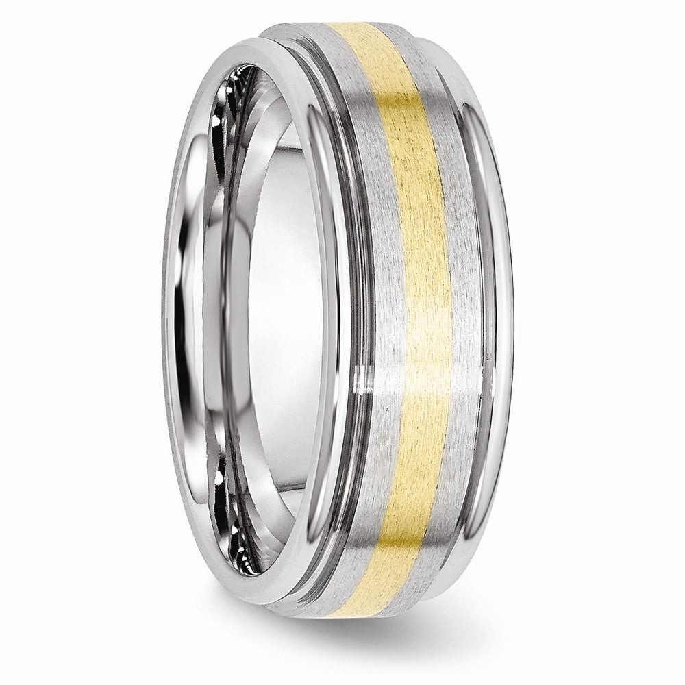 Chisel Cobalt 14k Gold Inlay Satin And Polished 8mm Wedding Band