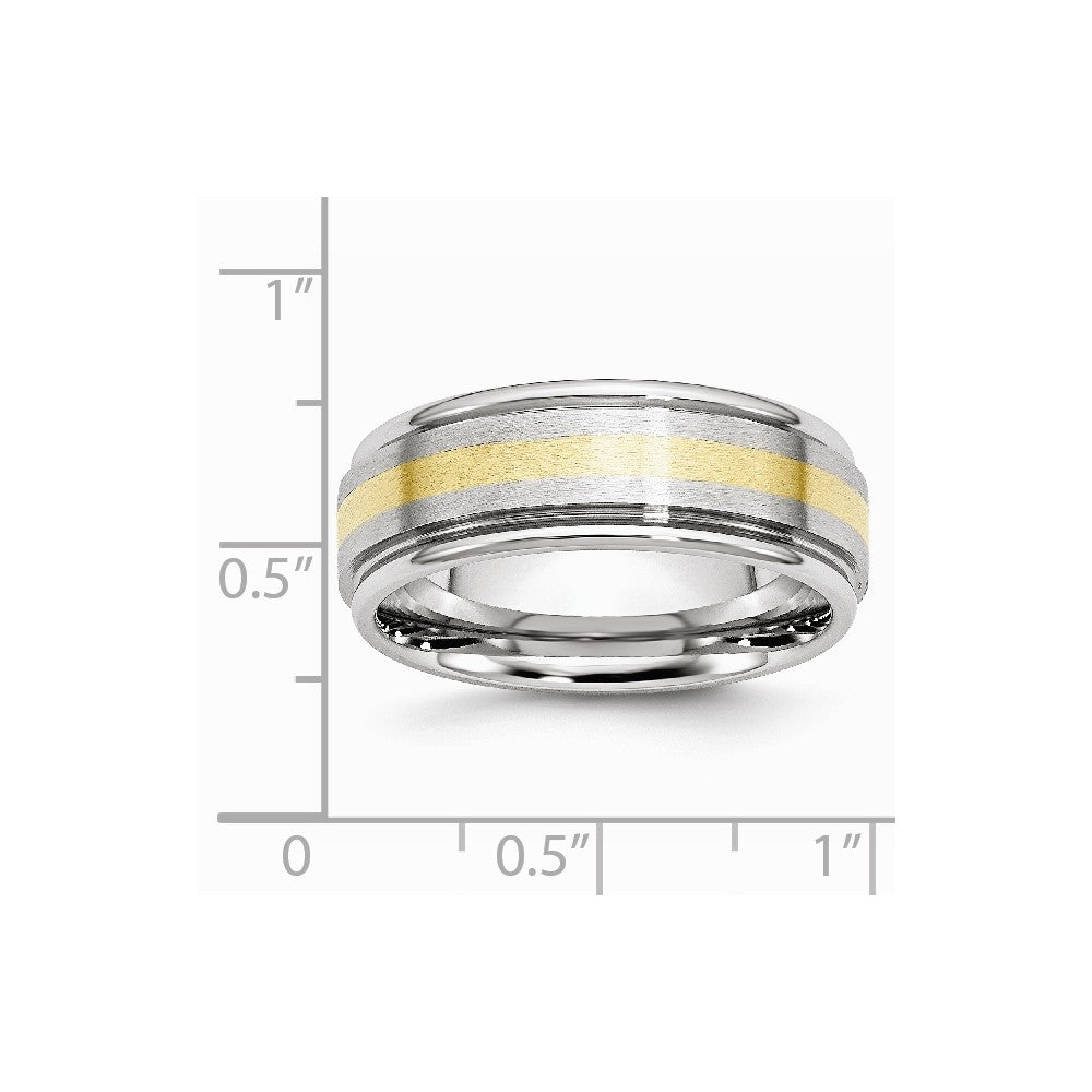 Chisel Cobalt 14k Gold Inlay Satin And Polished 8mm Wedding Band