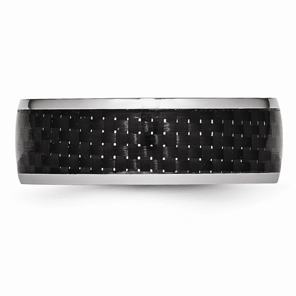Chisel Cobalt Black Carbon Fiber Inlay 8mm Polished Wedding Band