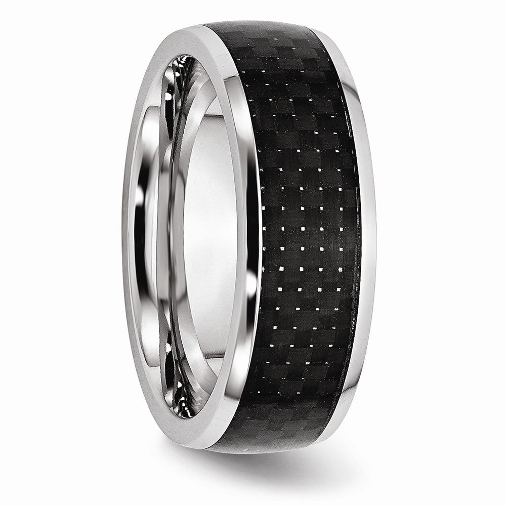 Chisel Cobalt Black Carbon Fiber Inlay 8mm Polished Wedding Band