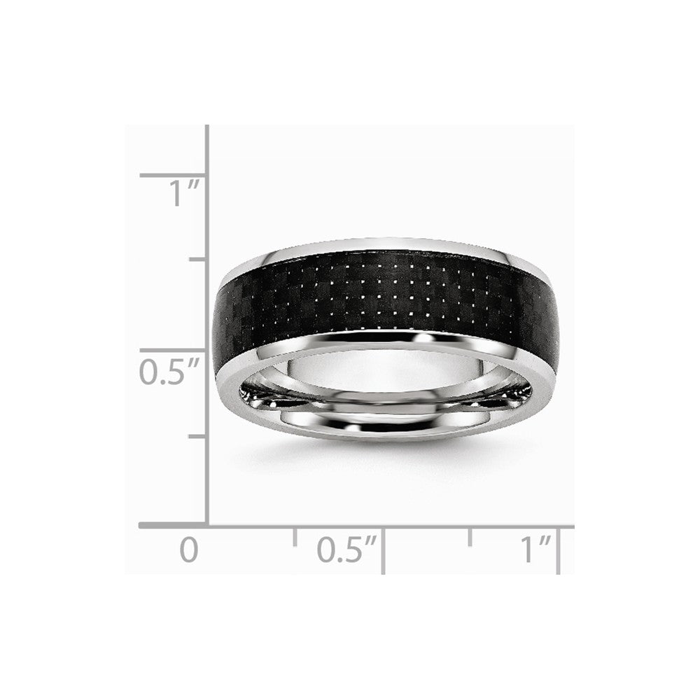 Chisel Cobalt Black Carbon Fiber Inlay 8mm Polished Wedding Band