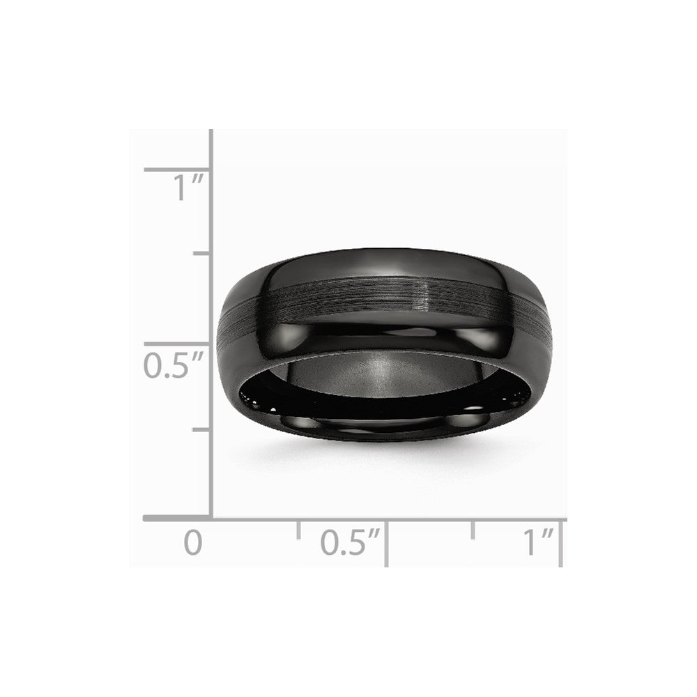 Chisel Ceramic Black 8mm Brushed And Polished Wedding Band
