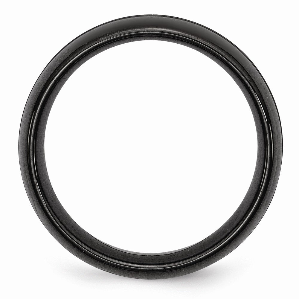 Chisel Ceramic Black 8mm Brushed And Polished Wedding Band