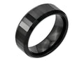 Chisel Ceramic Black Faceted Beveled Edge 8mm Polished Wedding Band