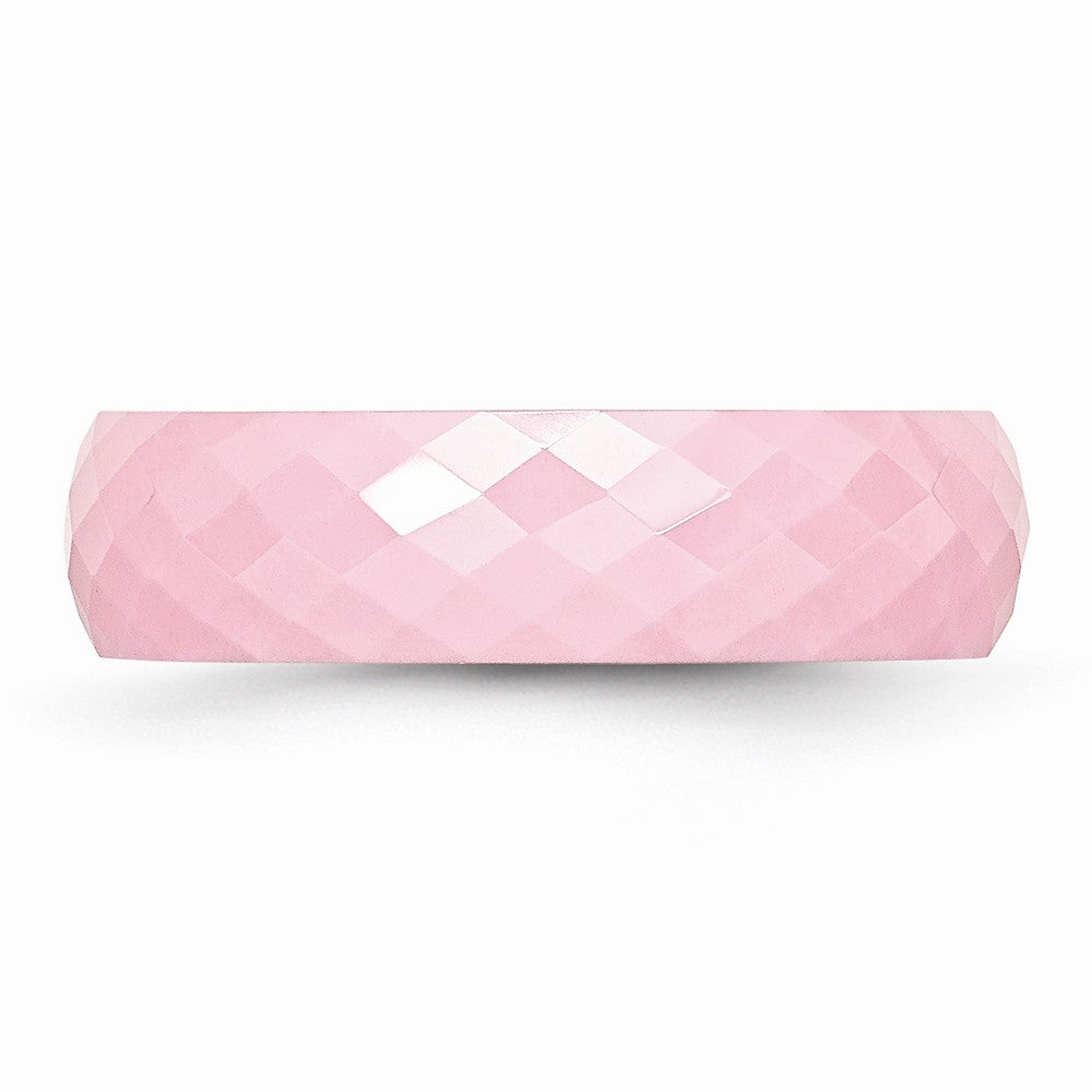 Chisel Ceramic Pink Faceted 6mm Polished Wedding Band
