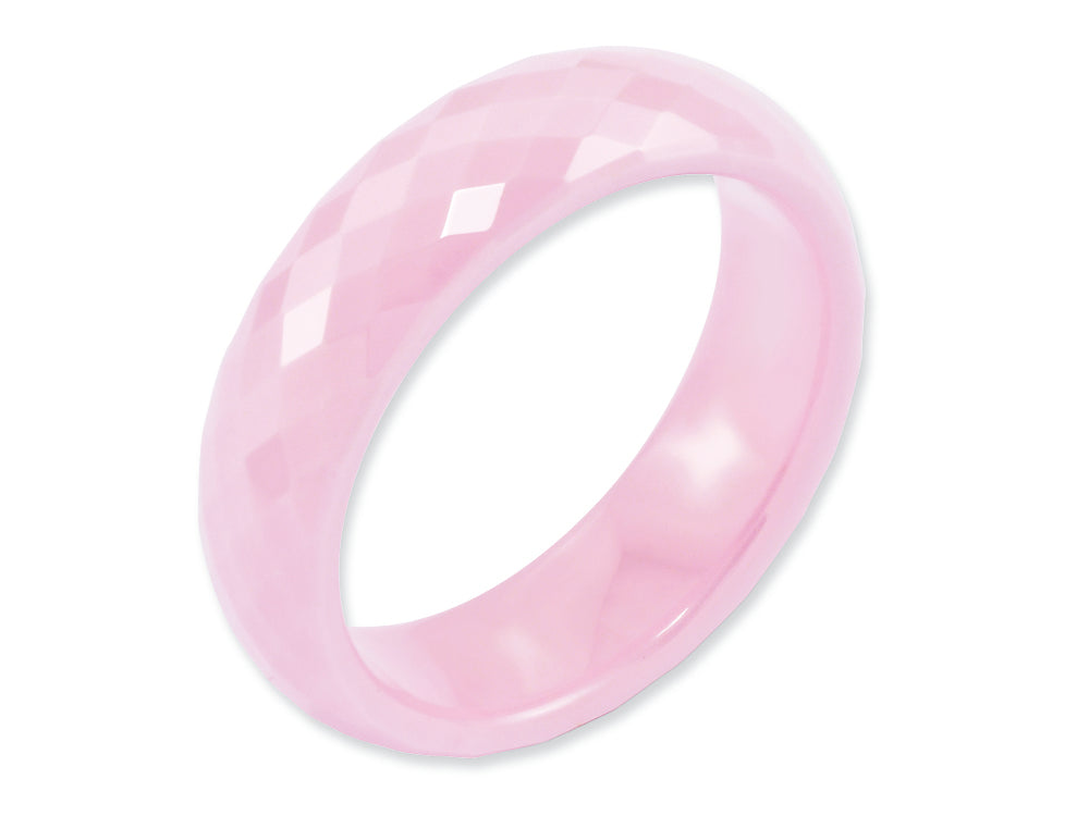 Chisel Ceramic Pink Faceted 6mm Polished Wedding Band