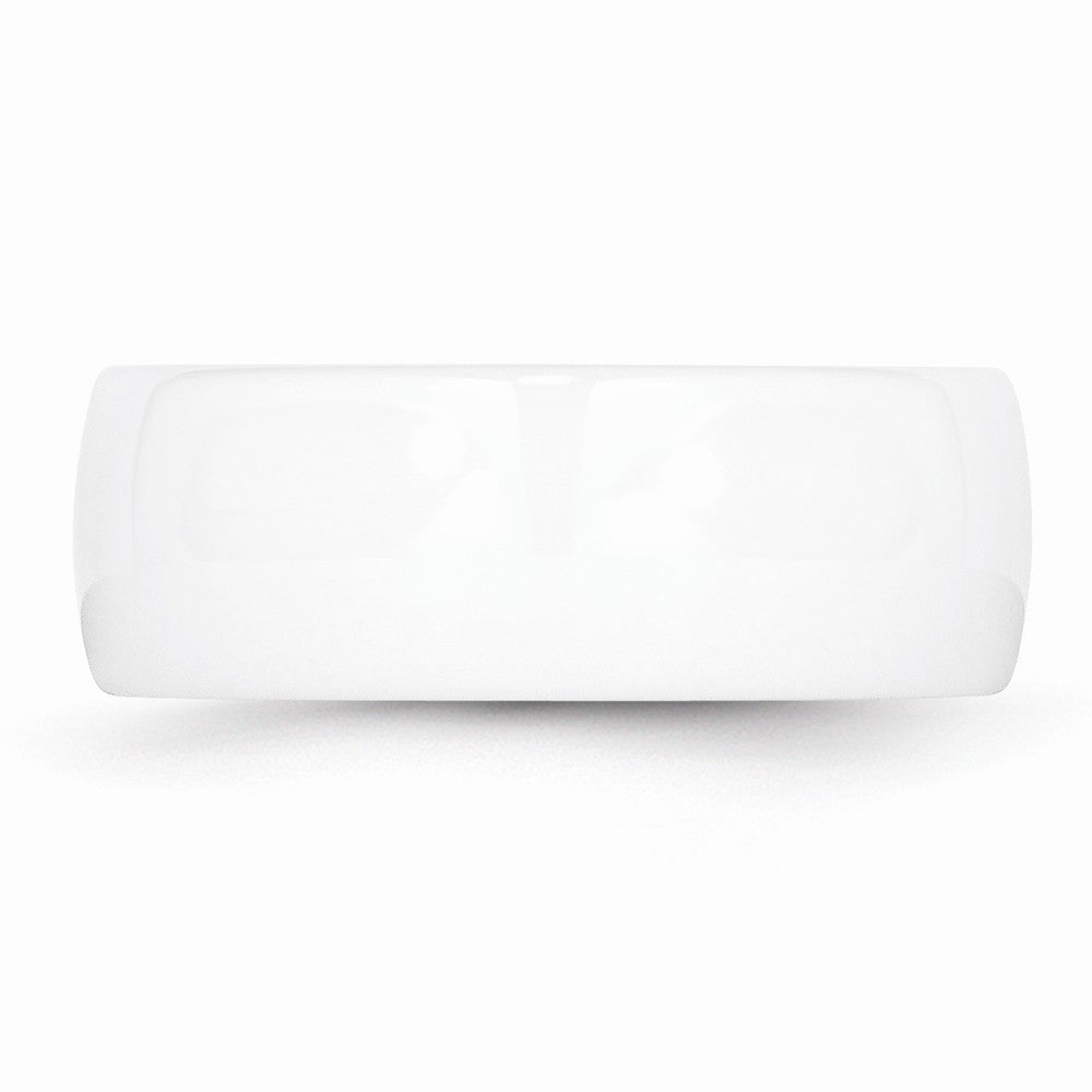Chisel Ceramic White 8mm Polished Wedding Band