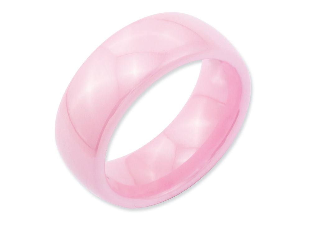 Chisel Ceramic Pink 8mm Polished Wedding Band