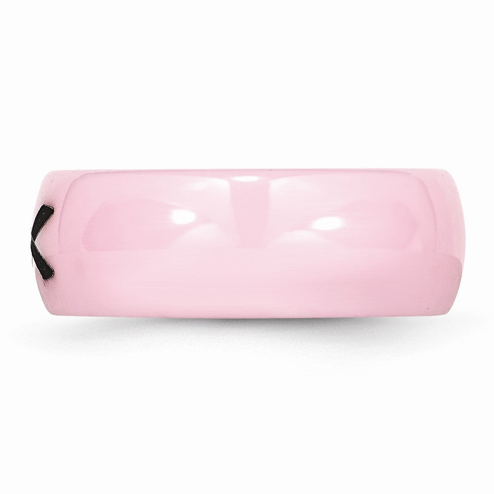 Chisel Ceramic Pink Black Laser Accented Ribbon 8mm Polished Wedding Band