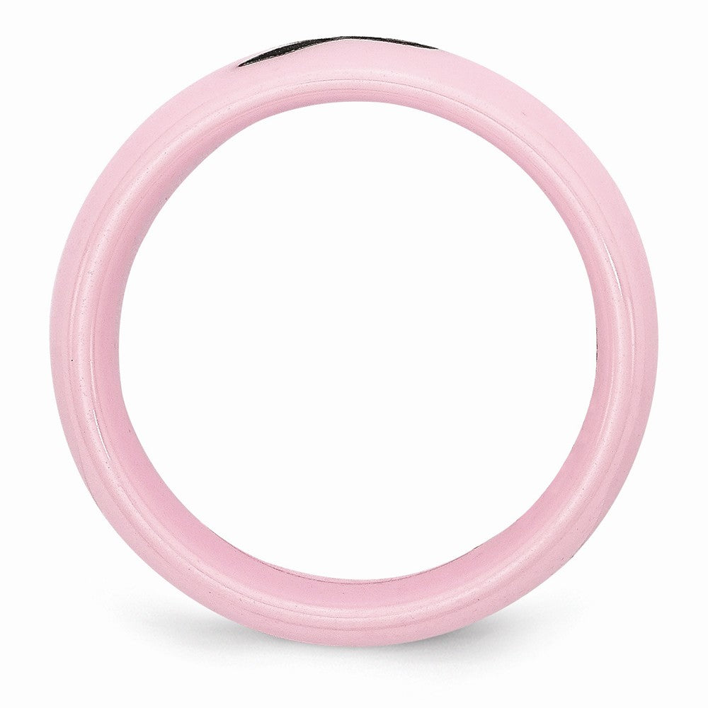 Chisel Ceramic Pink Black Laser Accented Ribbon 8mm Polished Wedding Band