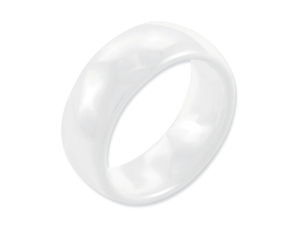 Chisel Ceramic White 8mm Polished Wedding Band