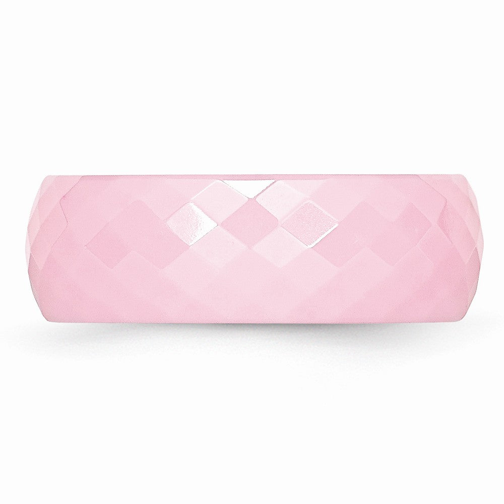 Chisel Ceramic Pink Faceted 7.5mm Polished Wedding Band