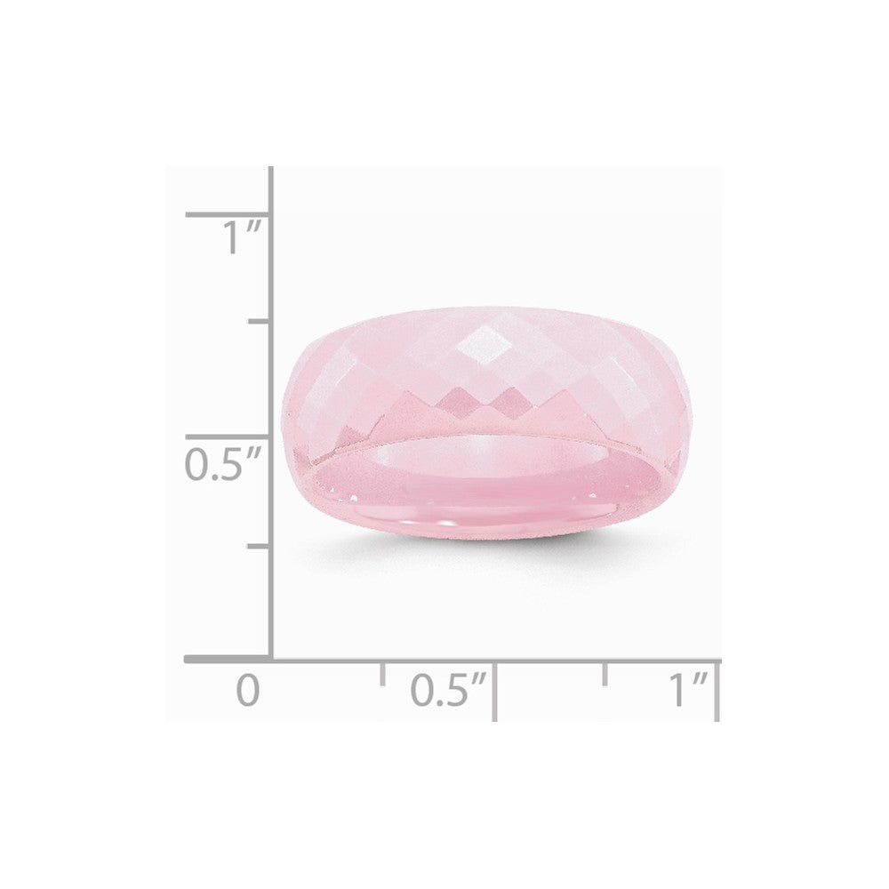 Chisel Ceramic Pink Faceted 7.5mm Polished Wedding Band