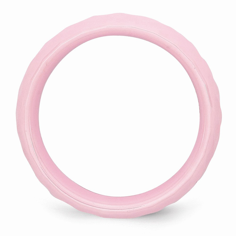 Chisel Ceramic Pink Faceted 7.5mm Polished Wedding Band