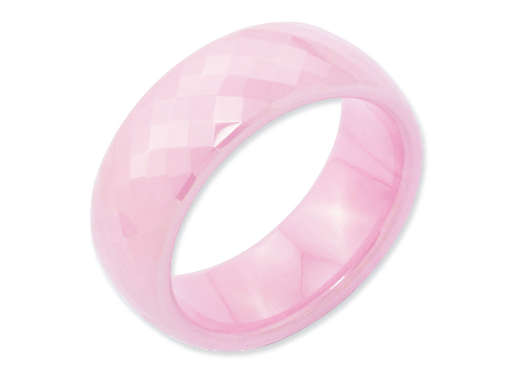 Chisel Ceramic Pink Faceted 7.5mm Polished Wedding Band