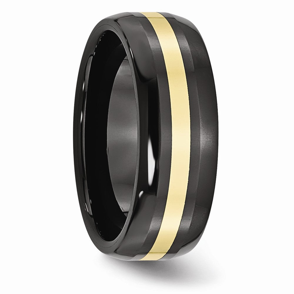 Chisel Ceramic Black With 14k Inlay 8mm Polished Wedding Band
