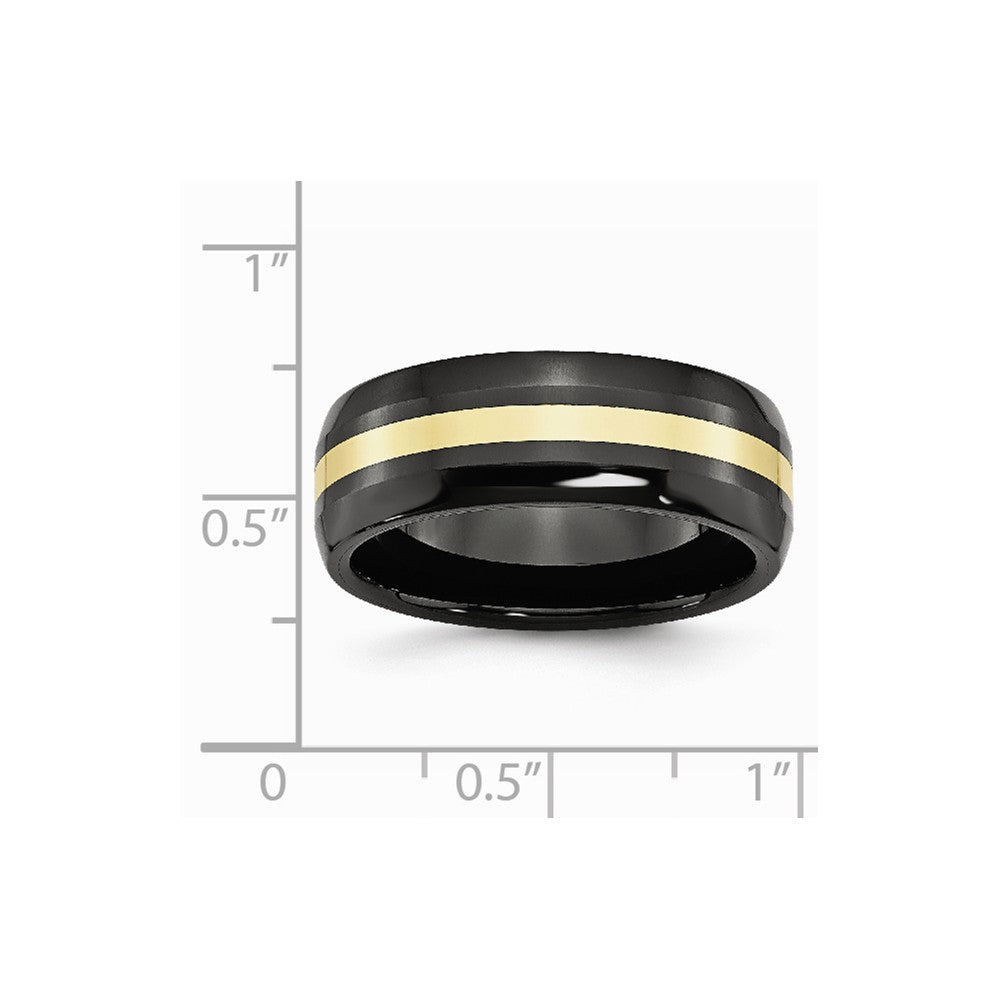 Chisel Ceramic Black With 14k Inlay 8mm Polished Wedding Band