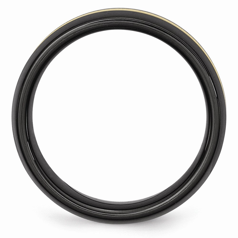 Chisel Ceramic Black With 14k Inlay 8mm Polished Wedding Band