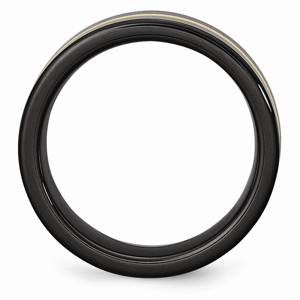 Chisel Ceramic Flat Black With 14k Inlay 8mm Polished Wedding Band