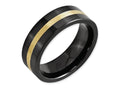 Chisel Ceramic Flat Black With 14k Inlay 8mm Polished Wedding Band