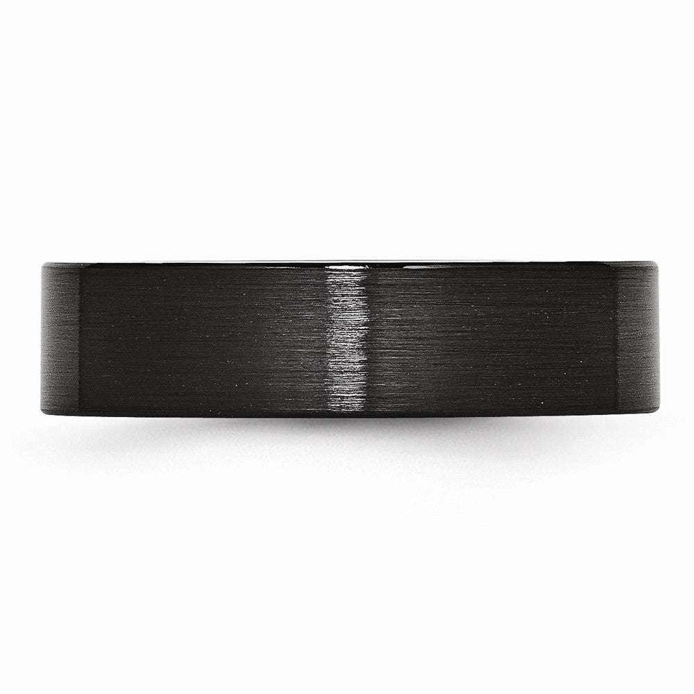 Chisel Black Ceramic Flat 6mm Brushed Wedding Band